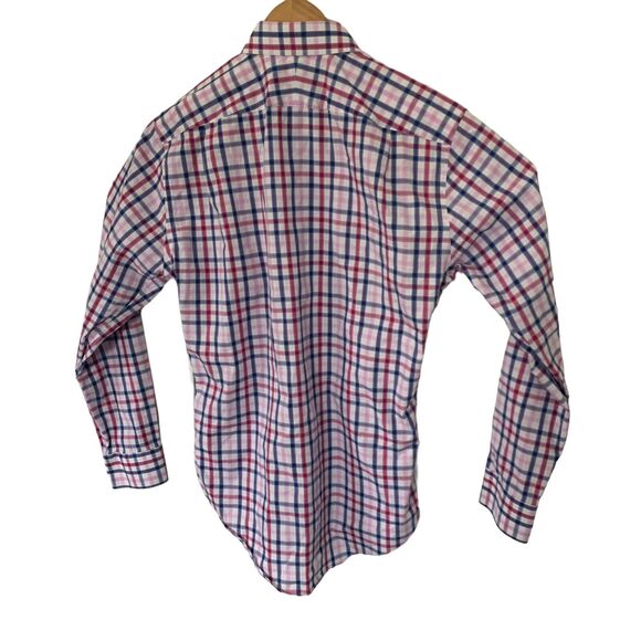 Nordstrom Mens Shop Non Iron 15 Long Sleeve Button Up Shirt Plaid Pink Spread - Picture 5 of 6